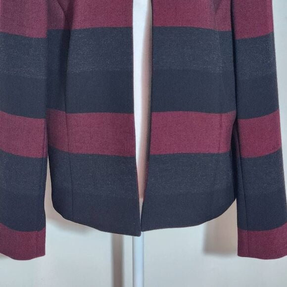 Tahari Red Gray and Black Stripe Blazer Size 12 Tahari Stripe Collarless Blazer