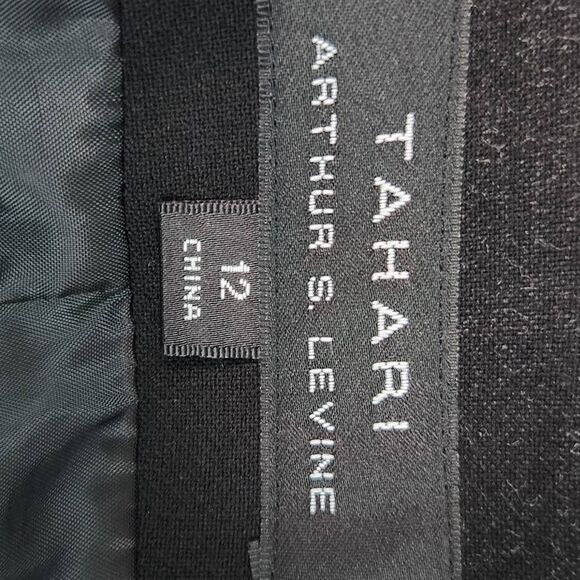 Tahari Red Gray and Black Stripe Blazer Size 12 Tahari Stripe Collarless Blazer