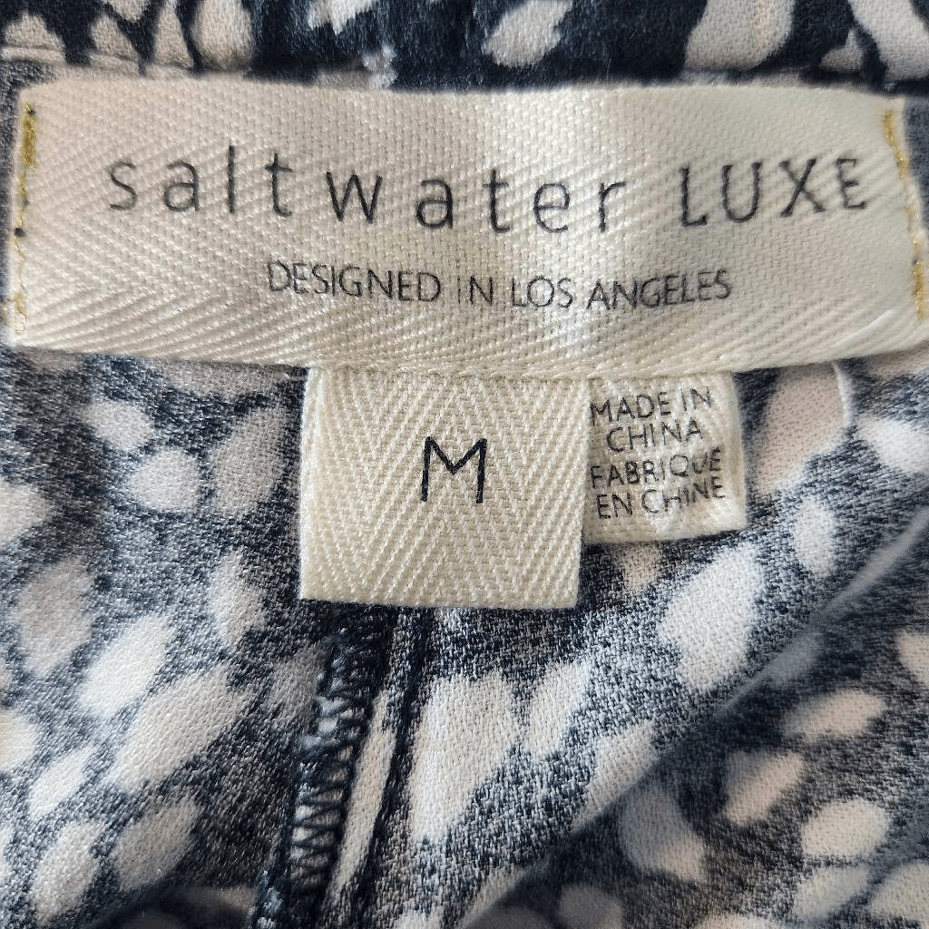 Saltwater Luxe Black and White Print Cropped Pull-on Pants Size Medium