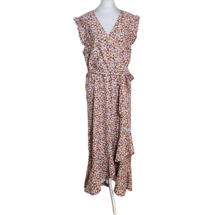 BTFBM Rose Pink Floral High Low Midi Dress Size XL Wedding Guest Dress