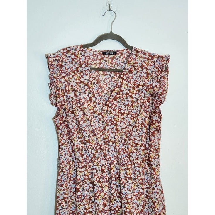 BTFBM Rose Pink Floral High Low Midi Dress Size XL Wedding Guest Dress