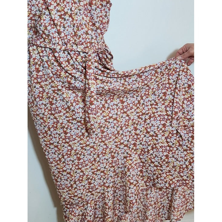BTFBM Rose Pink Floral High Low Midi Dress Size XL Wedding Guest Dress