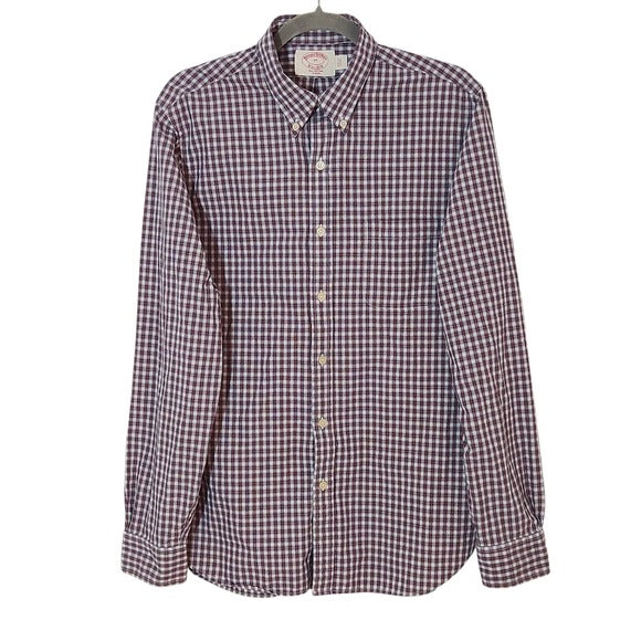 Brooks Brothers Red Plaid Long Sleeve Button Up Shirt Size Medium