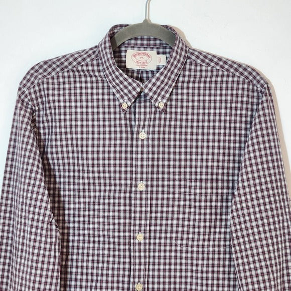 Brooks Brothers Red Plaid Long Sleeve Button Up Shirt Size Medium