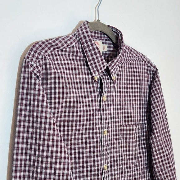 Brooks Brothers Red Plaid Long Sleeve Button Up Shirt Size Medium