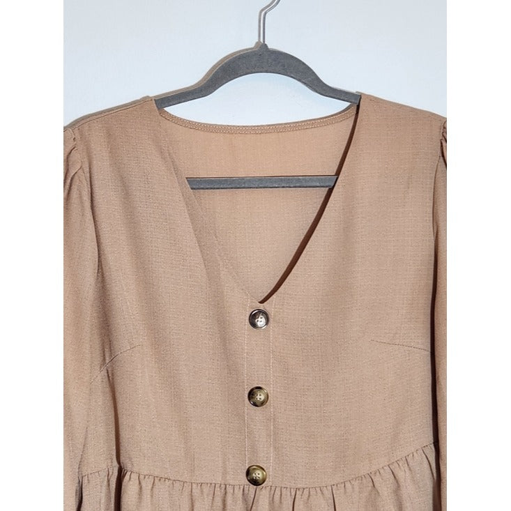 SHEIN Womens Tan Tiered Boho Blouse Size XL