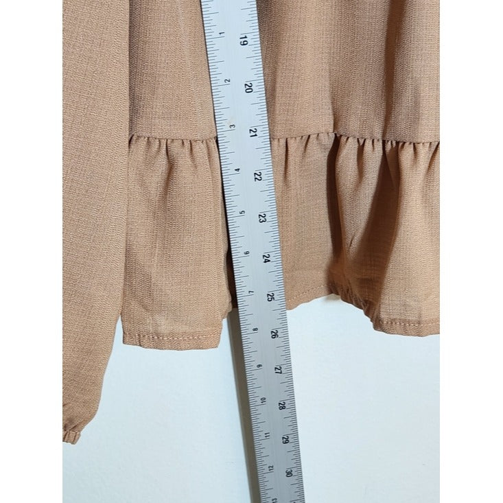 SHEIN Womens Tan Tiered Boho Blouse Size XL