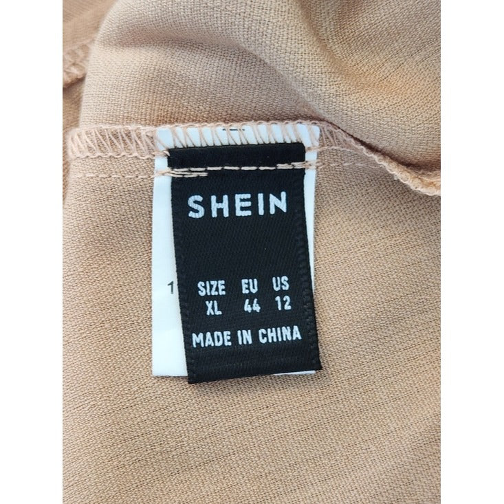 SHEIN Womens Tan Tiered Boho Blouse Size XL