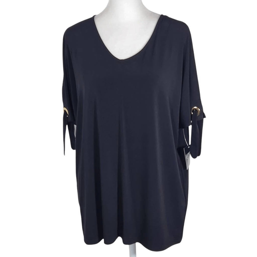 Kasper Black Blouse with Slit Sleeves NWT Size Small Kasper Black Top