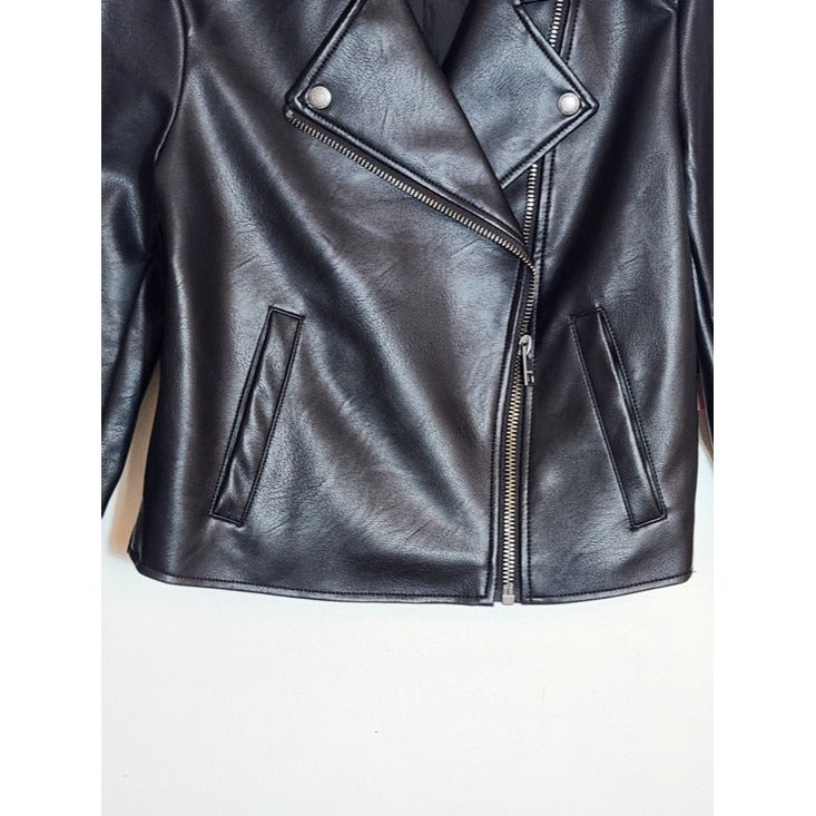 Levi's Womens Cropped Black Faux Leather Moto Jacket Size Small NWT
