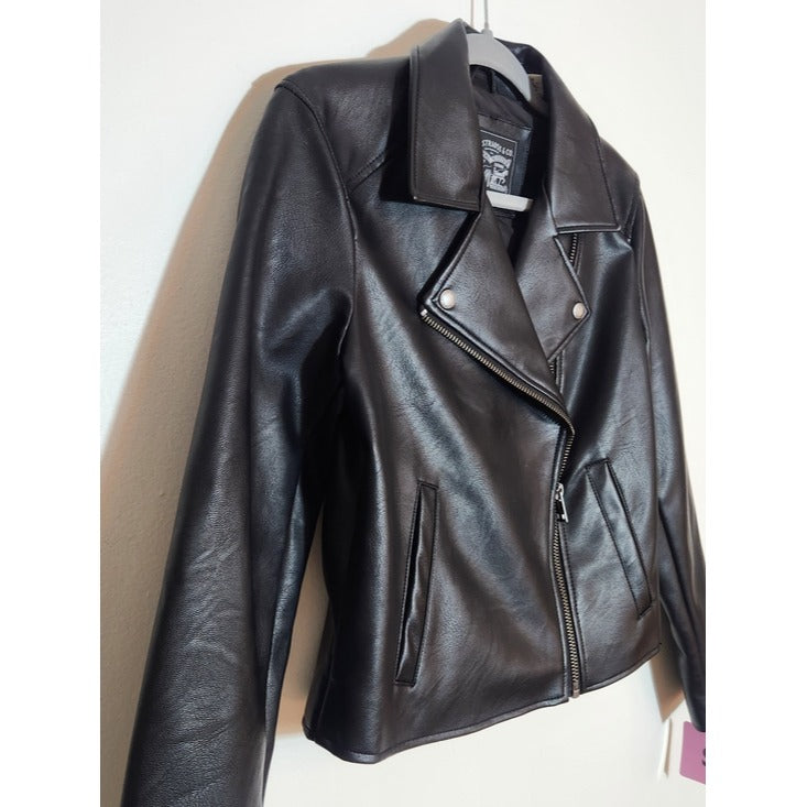 Levi's Womens Cropped Black Faux Leather Moto Jacket Size Small NWT