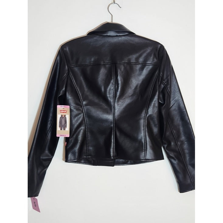 Levi's Womens Cropped Black Faux Leather Moto Jacket Size Small NWT