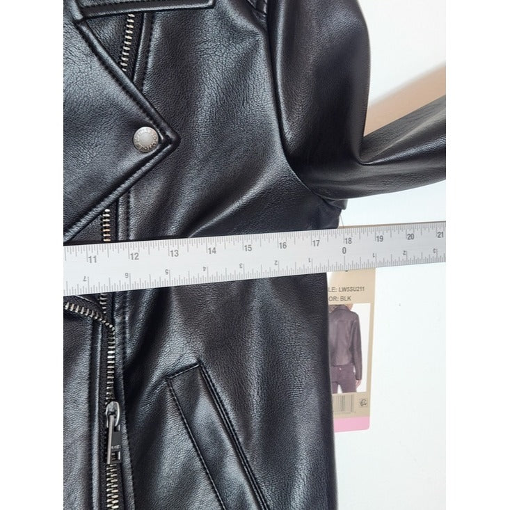 Levi's Womens Cropped Black Faux Leather Moto Jacket Size Small NWT