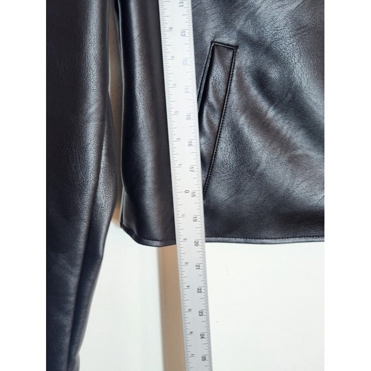 Levi's Womens Cropped Black Faux Leather Moto Jacket Size Small NWT