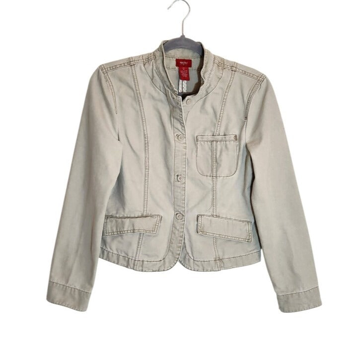Mossimo Beige Button Up Jean Jacket Size Medium Flaw