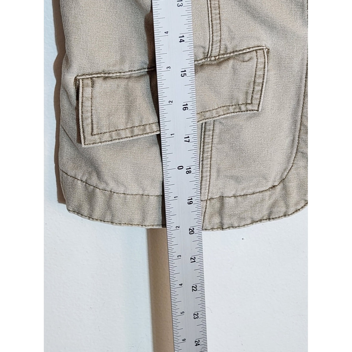 Mossimo Beige Button Up Jean Jacket Size Medium Flaw