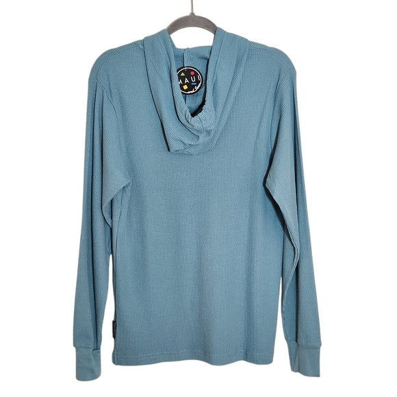 Maui and Sons Blue Thermal Knit Hoodie Size Large NWT