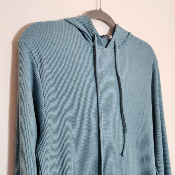 Maui and Sons Blue Thermal Knit Hoodie Size Large NWT