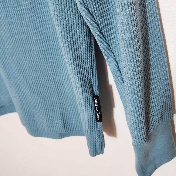 Maui and Sons Blue Thermal Knit Hoodie Size Large NWT