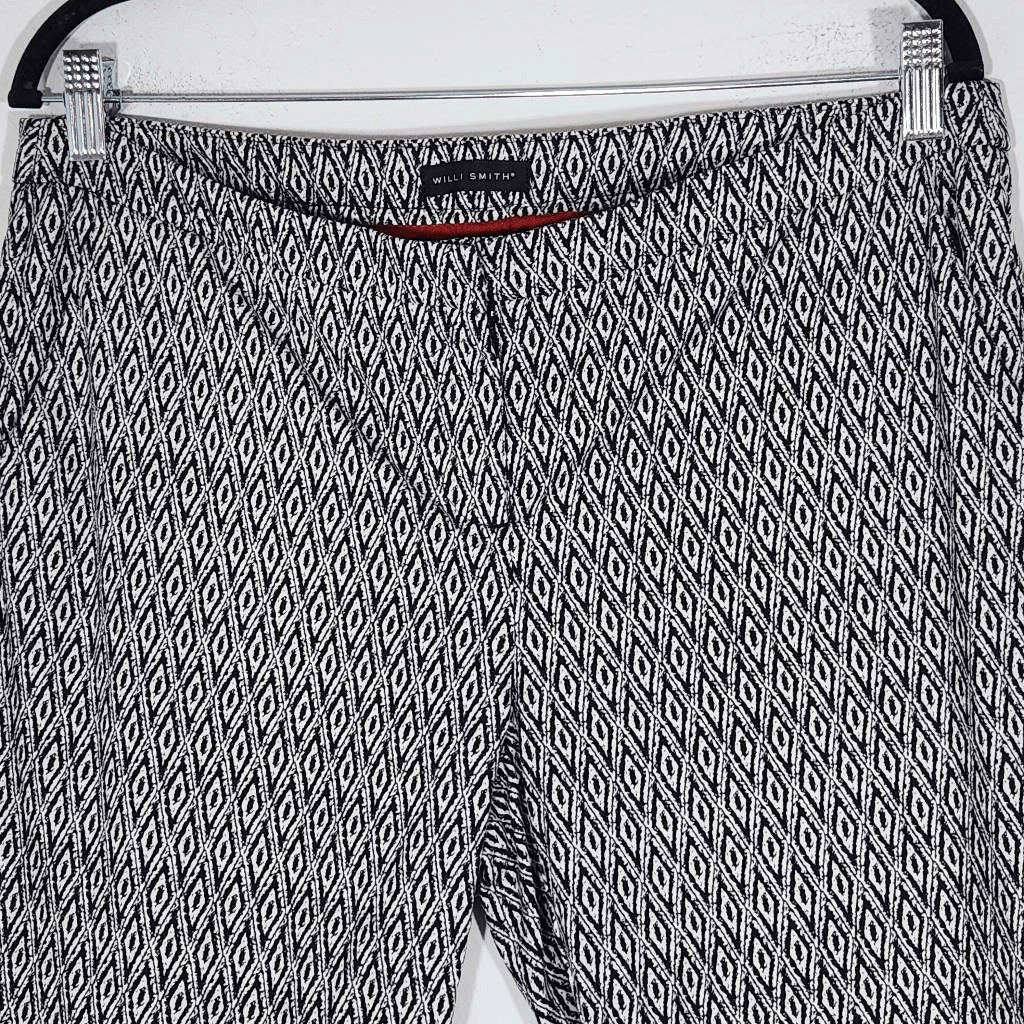 Willi Smith Black and White Print Cropped Fitted Pants Size 10 Black Print Pant