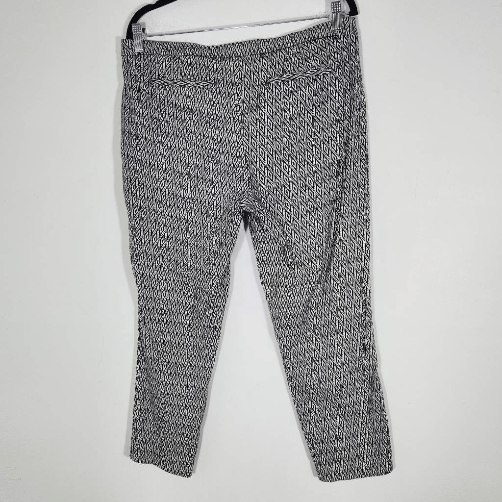 Willi Smith Black and White Print Cropped Fitted Pants Size 10 Black Print Pant