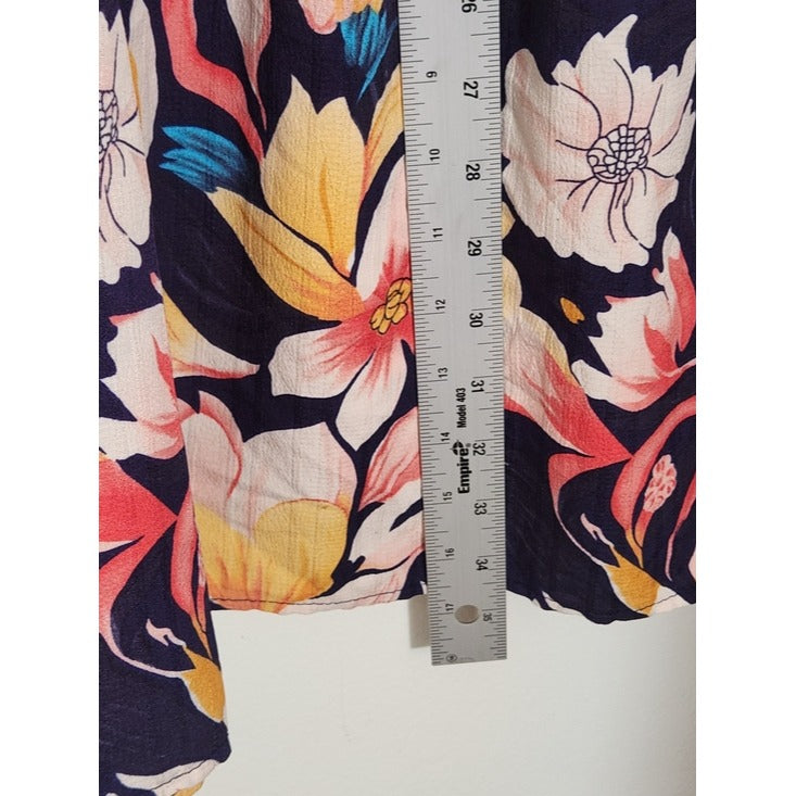 Fashion Nene Navy Floral Tiered Maxi Skirt Size XL Flaw