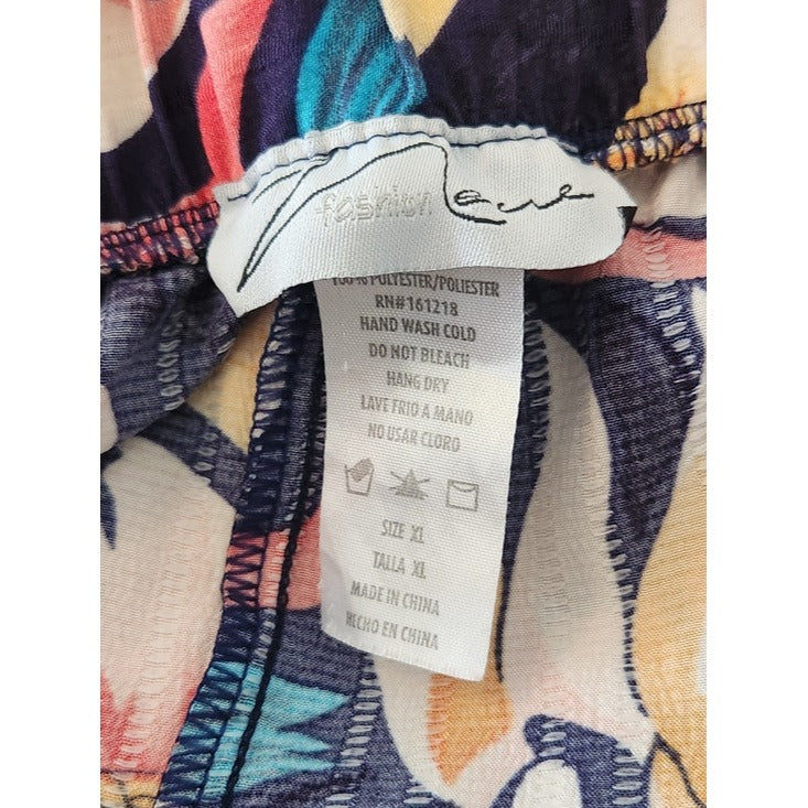 Fashion Nene Navy Floral Tiered Maxi Skirt Size XL Flaw