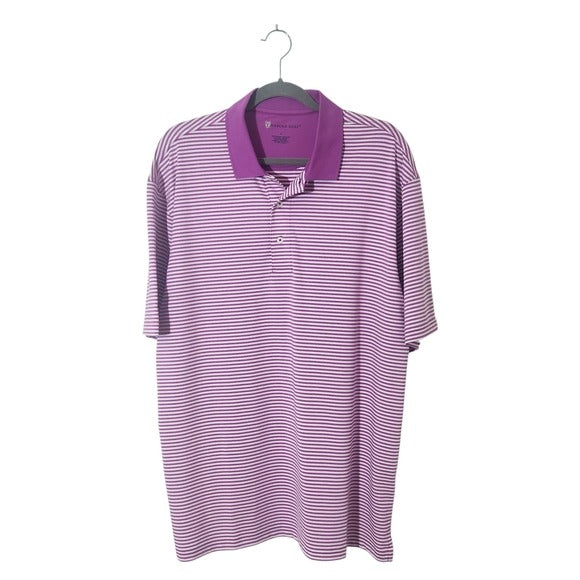 Oxford Golf Mens Purple and White Striped Polo Shirt Size Large