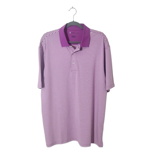 Oxford Golf Mens Purple and White Striped Polo Shirt Size Large