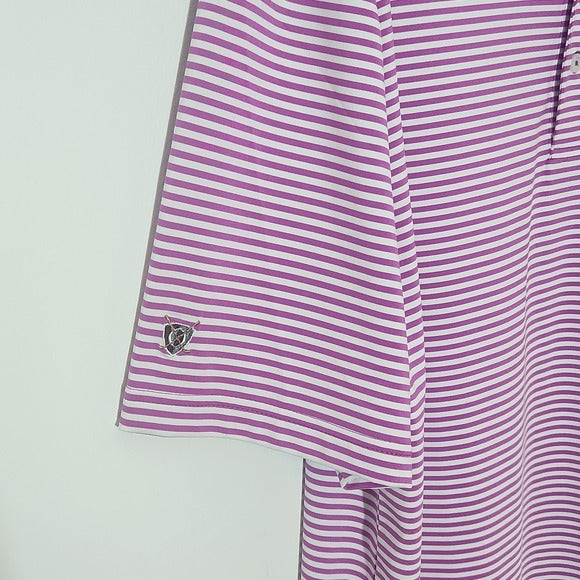 Oxford Golf Mens Purple and White Striped Polo Shirt Size Large