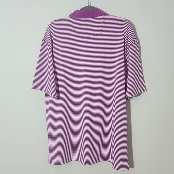 Oxford Golf Mens Purple and White Striped Polo Shirt Size Large