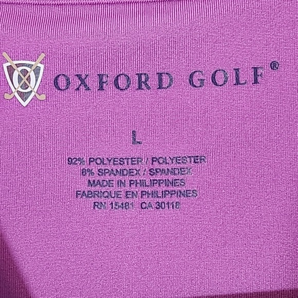 Oxford Golf Mens Purple and White Striped Polo Shirt Size Large