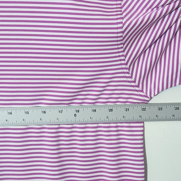 Oxford Golf Mens Purple and White Striped Polo Shirt Size Large
