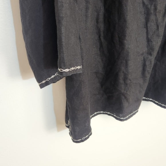 Style & Co Black and White Linen Blouse Size 18