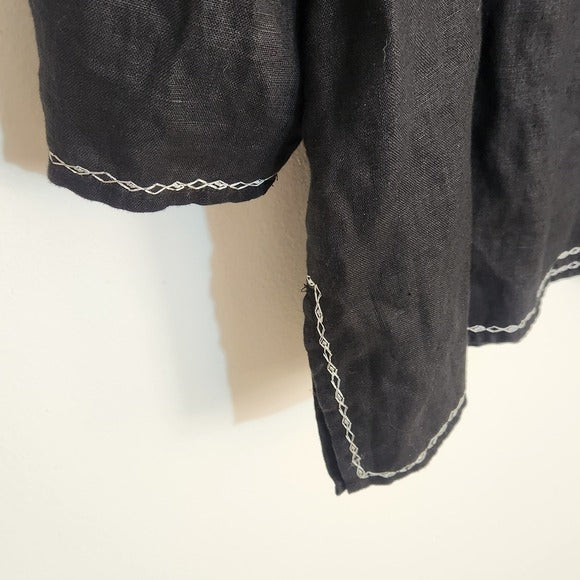 Style & Co Black and White Linen Blouse Size 18