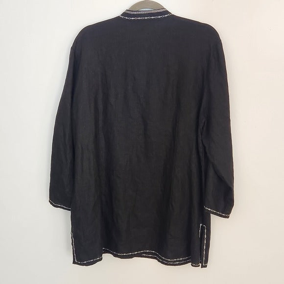 Style & Co Black and White Linen Blouse Size 18