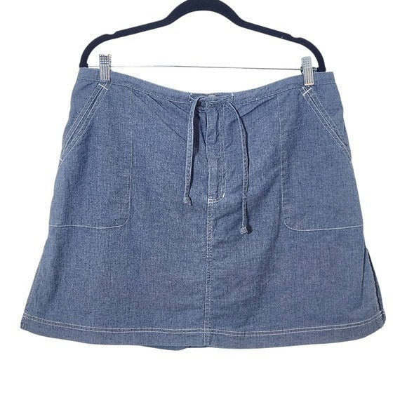 Liz Claiborne Chambray Mini Skort with Drawstring Size 16 Chambray Skorts