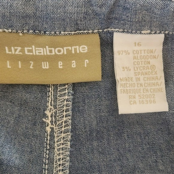 Liz Claiborne Chambray Mini Skort with Drawstring Size 16 Chambray Skorts