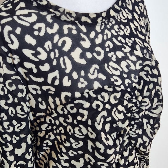CAbi Leopard Print Mesh Blouse Size Medium