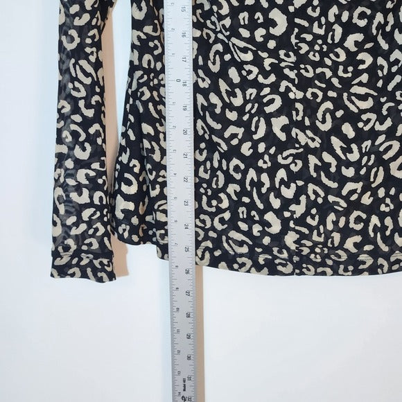 CAbi Leopard Print Mesh Blouse Size Medium