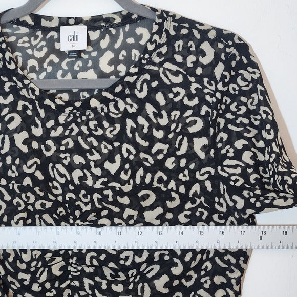 CAbi Leopard Print Mesh Blouse Size Medium