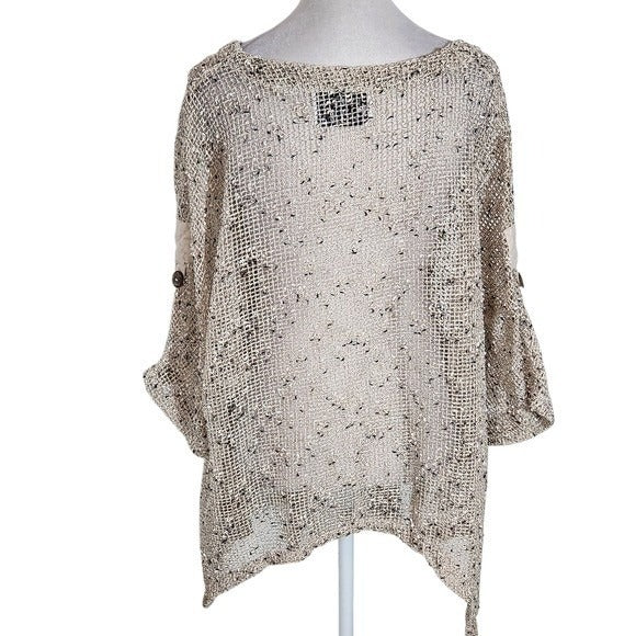 Keren Hart Natural Loose Knit Cardigan with Oversized Button Detail Size XXL