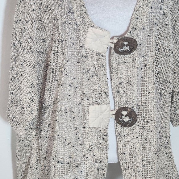 Keren Hart Natural Loose Knit Cardigan with Oversized Button Detail Size XXL