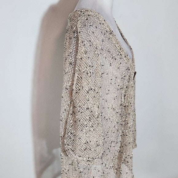 Keren Hart Natural Loose Knit Cardigan with Oversized Button Detail Size XXL
