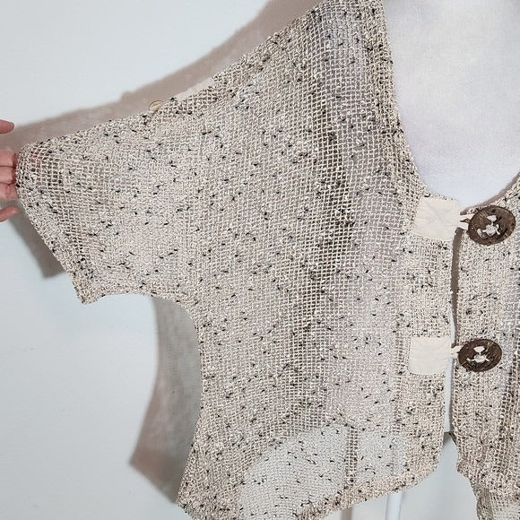 Keren Hart Natural Loose Knit Cardigan with Oversized Button Detail Size XXL