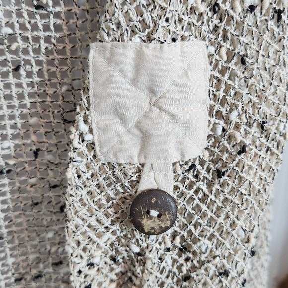 Keren Hart Natural Loose Knit Cardigan with Oversized Button Detail Size XXL