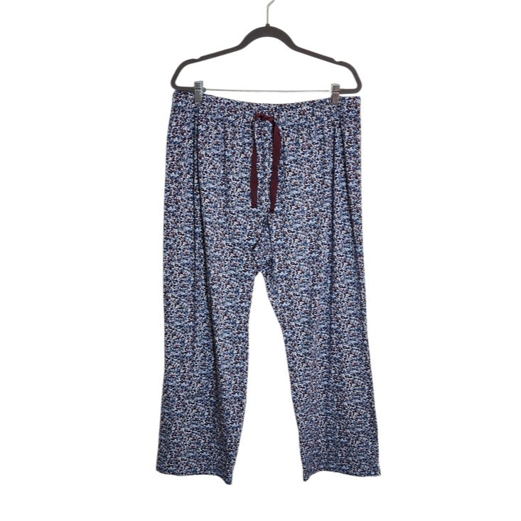 Lands' End Blue and Burgundy Floral Print Pajama Pants Size XL