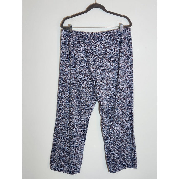 Lands' End Blue and Burgundy Floral Print Pajama Pants Size XL