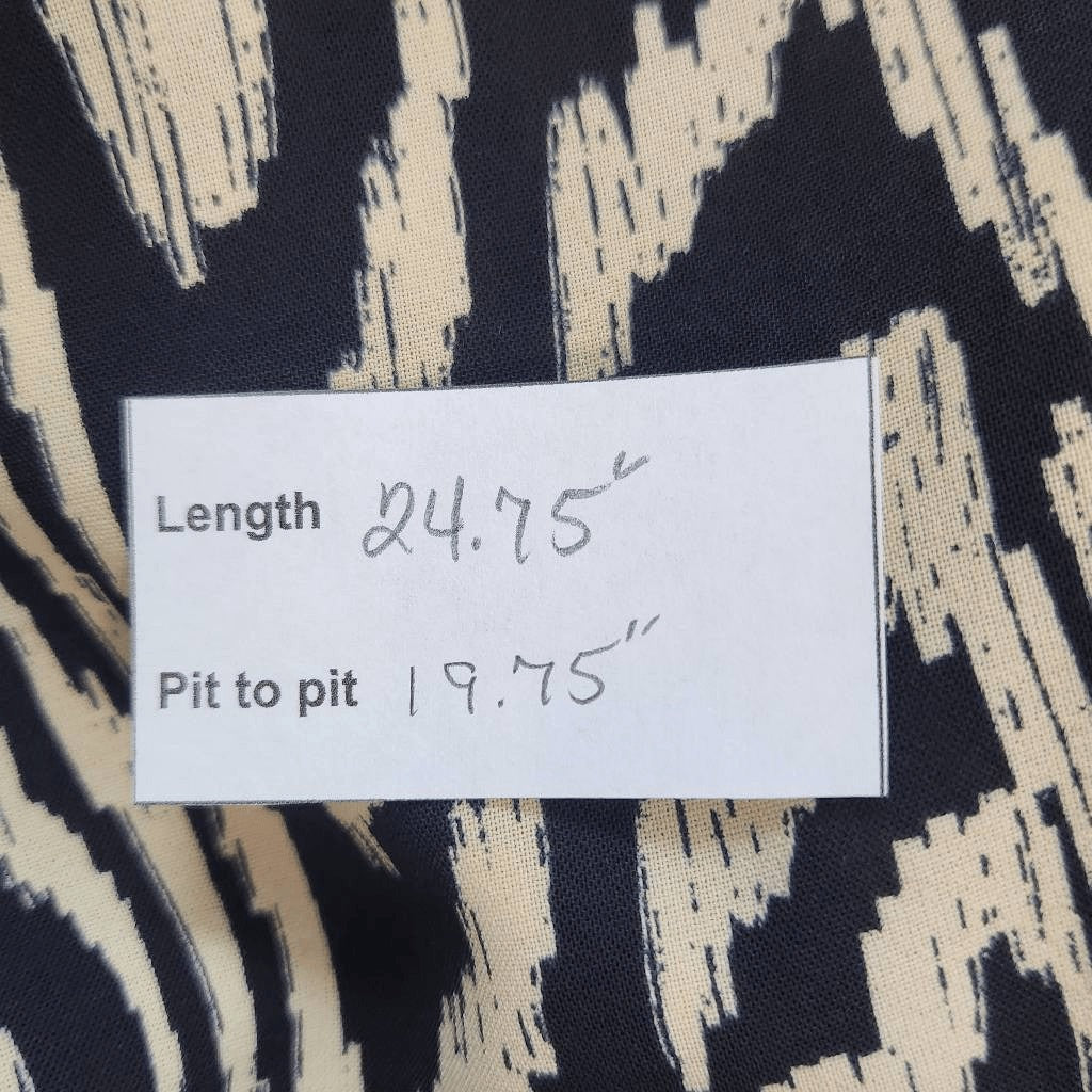 Who What Wear Cream and Black Graphic Print Blouse with Full Sleeves Size Small