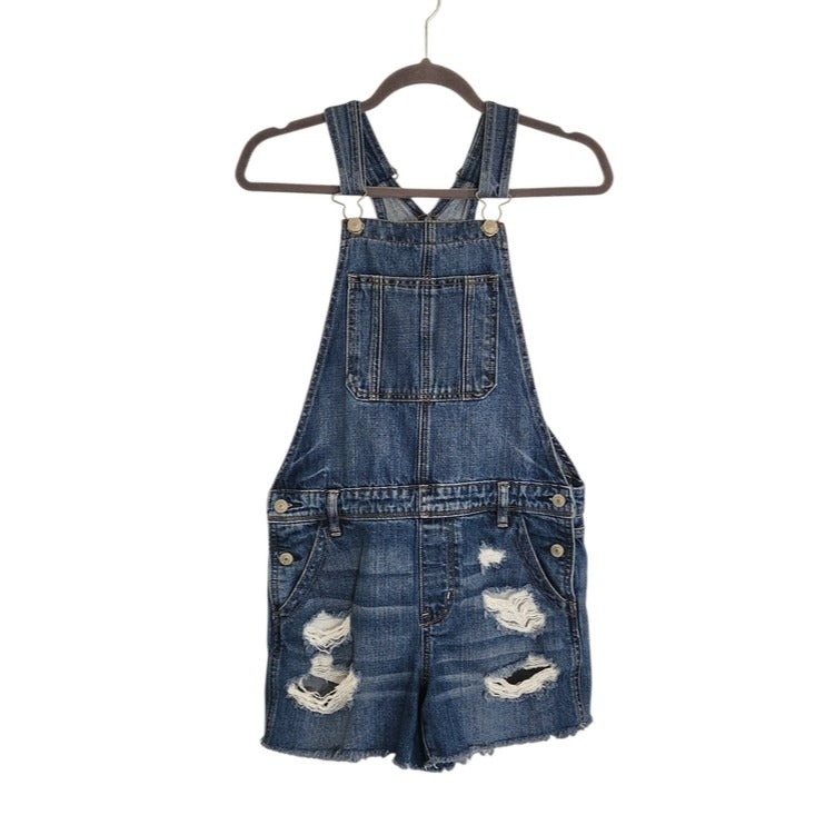 American Eagle Denim Short Overalls Distressed Size Small